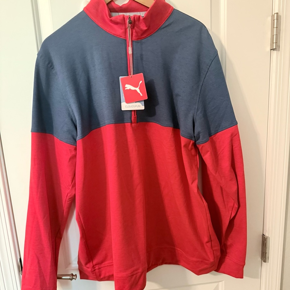 Puma Men's Red and Blue Sweater